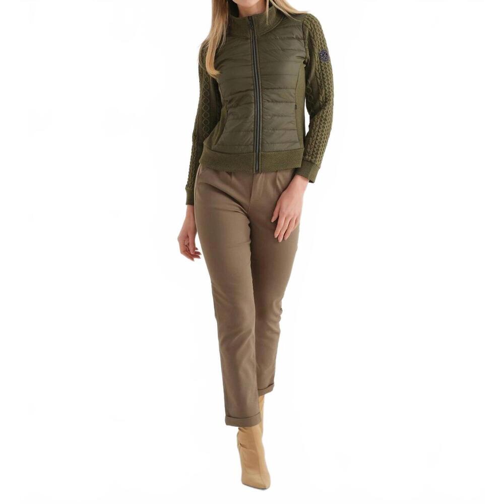 NEW DOLCEZZA knit long sleeve puffer jacket in khaki